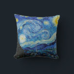 Cojín Decorativo Noche Van Gogh Starry. Arte en el cielo del impres<br><div class="desc">Van Gogh "La noche estrellada" lanza almohada. El cielo del impresionismo azul y el arte de las estrellas.</div>