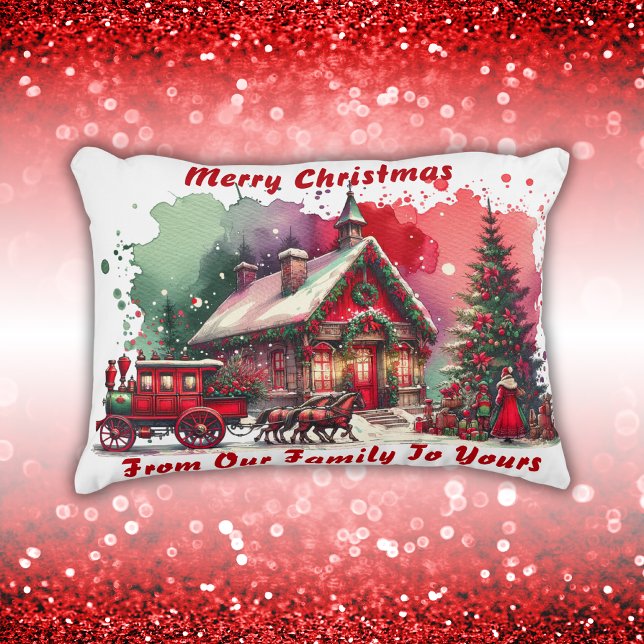 Cojín Decorativo Nochebuena de la cosecha del Monograma en blanco | (Subido por el creador)