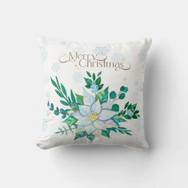 Cojín Decorativo Nochebuena Nochebuena Poinsettia White Snowflakes