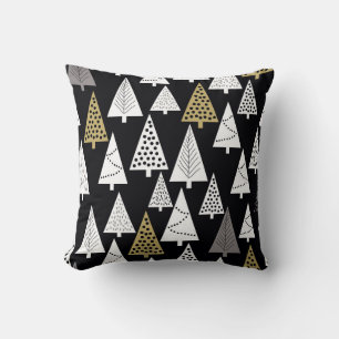 Cojín Decorativo Noches De Invierno: Árboles Gold-Silver.