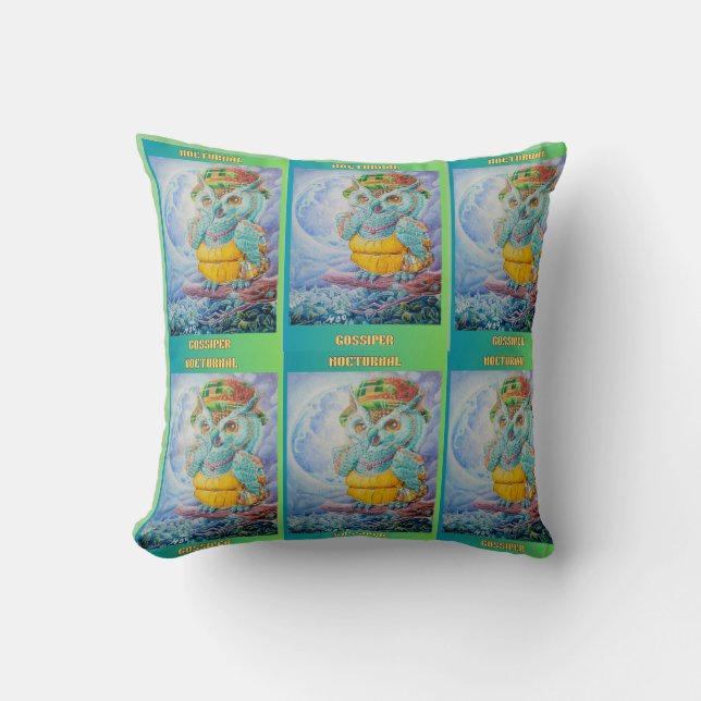 Cojín Decorativo  NOCTURNAL GOSSIPER throw pillow  (Anverso)