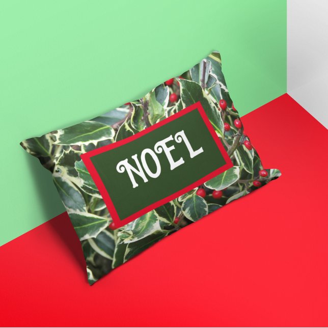 Cojín Decorativo Noel Holly Leaves and Red Berries Holiday (In Situ)