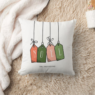 Cojín Decorativo Noel moderno Felices Fiestas Regalo Etiquetas Fies