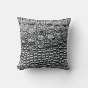Cojín Decorativo Noir cocodrilo: Mistique de cuero negro