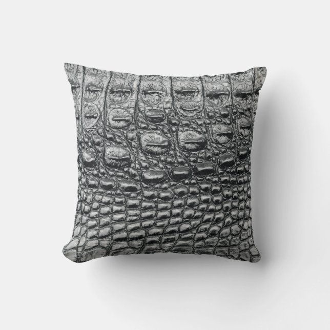 Cojín Decorativo Noir cocodrilo: Mistique de cuero negro (Anverso)