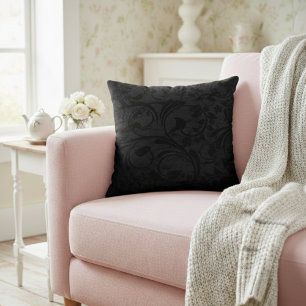 Cojín Decorativo Noir floral moderno Velvet negro