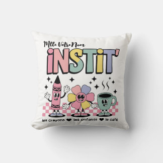 Cojín Decorativo Nom Personnalisé Mignon Retro Pour Instit'