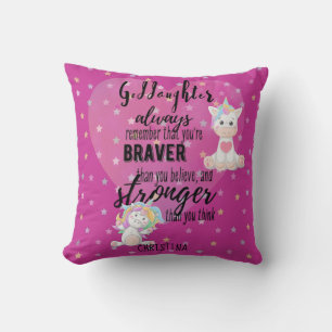 Cojín Decorativo Nombrado GODDAUGHTER Cita Motivadora Unicorn Pink