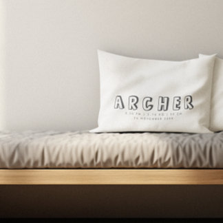 Cojín Decorativo Nombramiento minimalista Estadísticas de nacimient