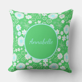 Cojín Decorativo Nombran a Personalizado de patrón floral verde
