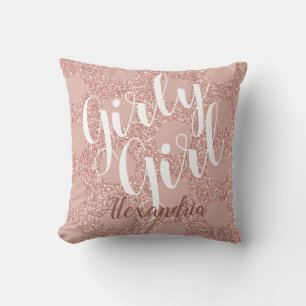 Cojín Decorativo Nombran a Rosa de Rubor Purpurina Polka Dot