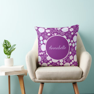 Cojín Decorativo Nombran flores en Personalizado de patrón floral p