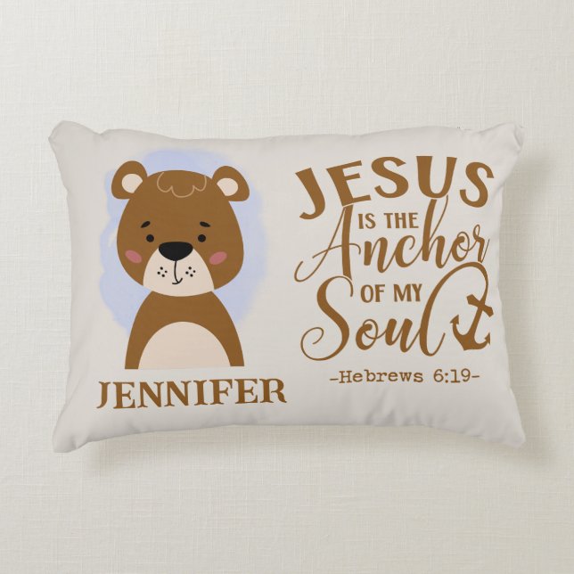 Cojín Decorativo Nombre Christian Cute Woodland Baby Bear Bible Cit (Anverso)