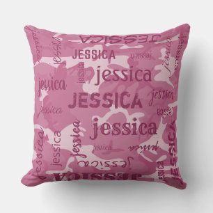Cojín Decorativo Nombre corto personalizado de Camo Rosa