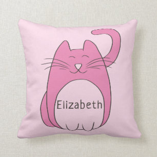 Cojín Decorativo Nombre de agregado de gatos Personalizado circular