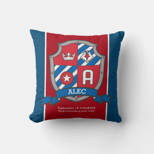 Cojín Decorativo Nombre de Alec que significa escudo de pájaro azul