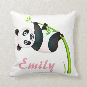 Cojín Decorativo Nombre de bambú colgante blanco y negro del oso de