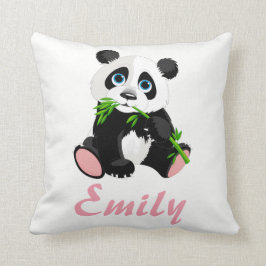 Cojín Decorativo Nombre de bambú verde blanco y negro del oso de