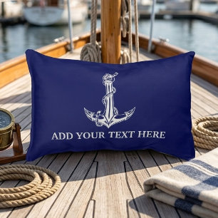 Cojín Decorativo Nombre de barco de cuerda de ancla náutica vintage