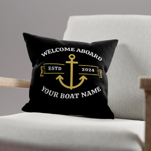 Cojín Decorativo Nombre de Barco Personalizado Bienvenido a Bordo N