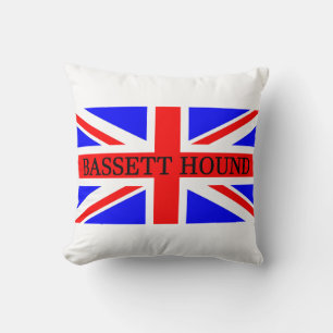 Cojín Decorativo nombre de basset hound en bandera