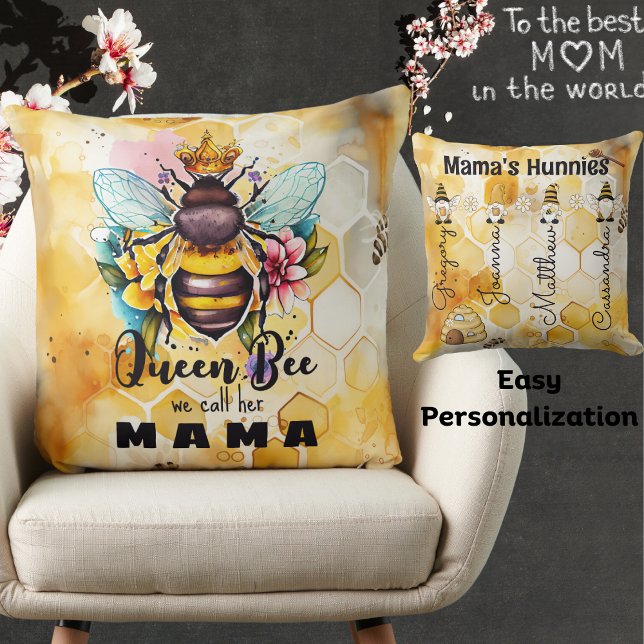 Cojín Decorativo Nombre de bebé-mamá-Personalizado-abeja-abuelos (Subido por el creador)