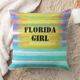 Cojín Decorativo Nombre de chica de Florida Turquesa Rosa Puesta de