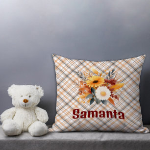 Cojín Decorativo Nombre de color morboso de la flor silvestre tartá