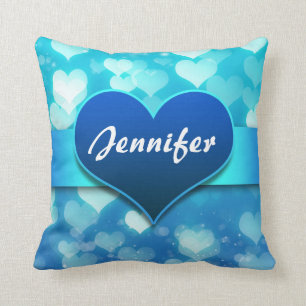 Cojín Decorativo nombre de corazón azul