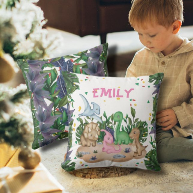 Cojín Decorativo Nombre de dinosaurio de la vegetación rústica (Subido por el creador)