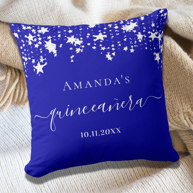 Cojín Decorativo Nombre de estrellas blancas azules reales Quincean (Subido por el creador)
