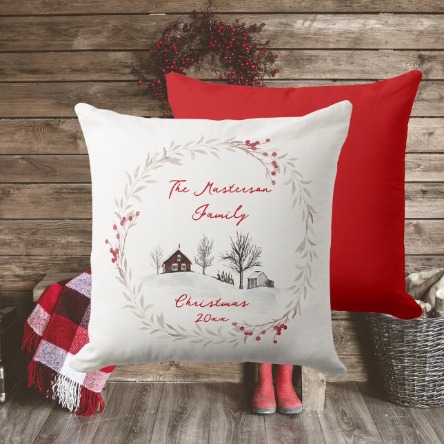 Cojín Decorativo Nombre de familia de país ruso (Rustic Country, Family Name, Year, Accent Pillow)