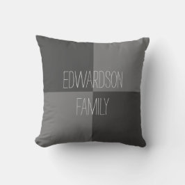 Cojín Decorativo Nombre de familia de patrón gris rústico moderno