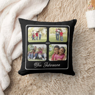 Cojín Decorativo Nombre de familia de varias fotos Caligrafía elega