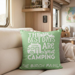 Cojín Decorativo Nombre de Familia Decoración de Camping