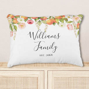 Cojín Decorativo Nombre de familia elegante naranja acuarela person