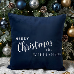 Cojín Decorativo Nombre de familia Feliz Navidad personalizado