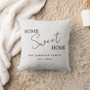 Cojín Decorativo Nombre de familia Hogar Dulce Hogar Gris Claro Mod