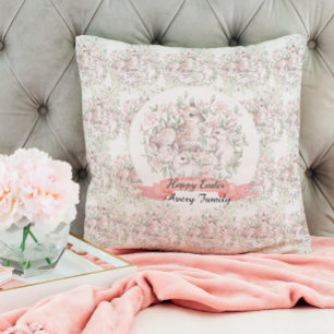 Cojín Decorativo Nombre de familia Personalizado Deer Bunny Easter