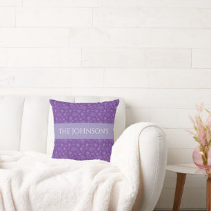 Cojín Decorativo Nombre de familia personalizado lavanda floral per