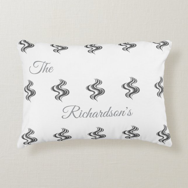 Cojín Decorativo Nombre de familia personalizado simple Negro y Bla (Anverso)