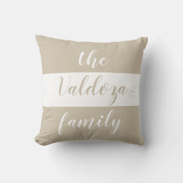 Cojín Decorativo Nombre de Familia Rayas Beige Blanco