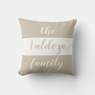 Cojín Decorativo Nombre de Familia Rayas Beige Blanco