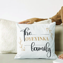 Cojín Decorativo Nombre de familia sofisticado y moderno personaliz