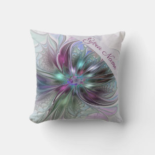 Cojín Decorativo Nombre de flor de arte abstracto moderno de fantas