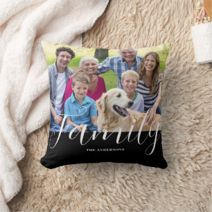 Cojín Decorativo Nombre de foto de familia moderna