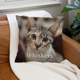 Cojín Decorativo Nombre de foto de mascota Recuerdo de gato