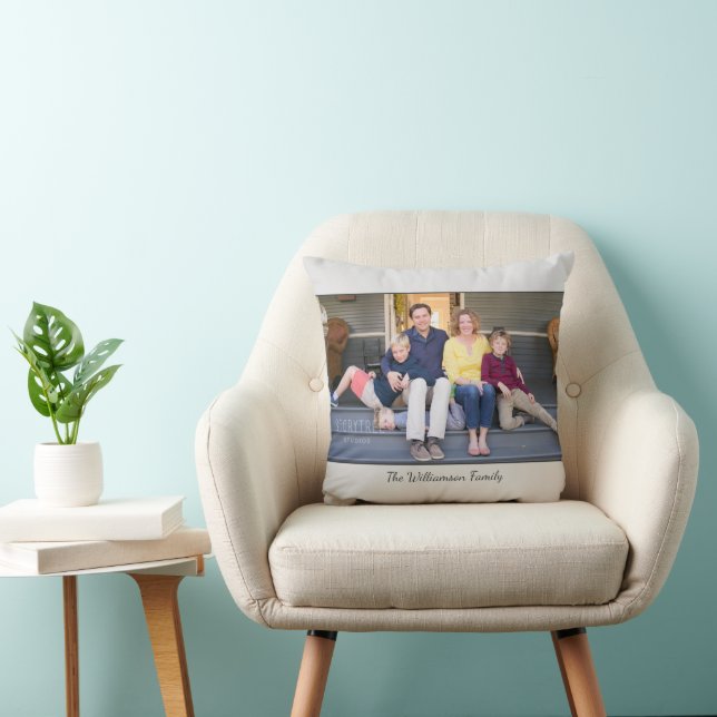 Cojín Decorativo Nombre de foto personalizado Borde gris claro mode (Silla)