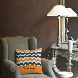 Cojín Decorativo Nombre de gris de naranja geométrico vintage