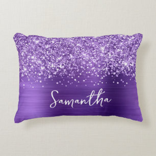 Cojín Decorativo Nombre de guión Glam Morado Amethyst Brillante